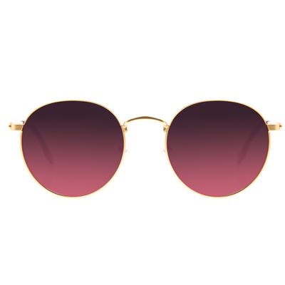 Óculos de Sol Unissex Chilli Hits Redondo Dourado Banhado a Ouro