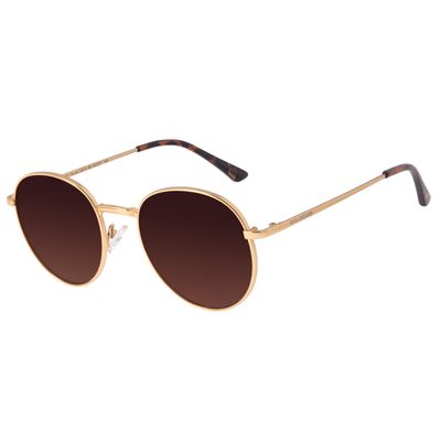 Óculos de Sol Feminino Chilli Beans Redondo Metal Brilho Degradê Marrom