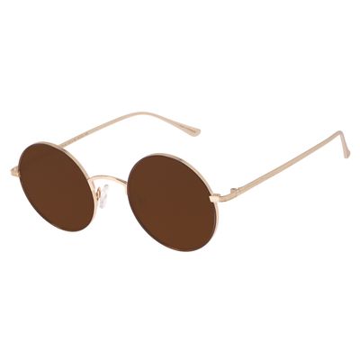 Óculos de Sol Unissex Chilli Beans Redondo Dourado