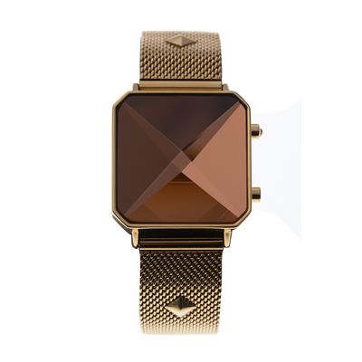 Relógio Digital Feminino Time To Rock Spikes Facetado Dourado