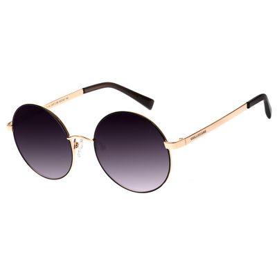 Óculos De Sol Unissex Chilli Beans Gold 24k Redondo Casual Dourado