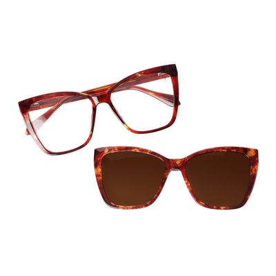 Armação Para Óculos de Grau Feminino Ótica Chilli Beans Multi Polarizado Quadrado Marrom