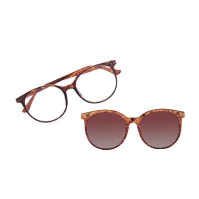 Armação Para Óculos De Grau Feminino Chilli Beans Multi 2 em 1 Redondo Marrom