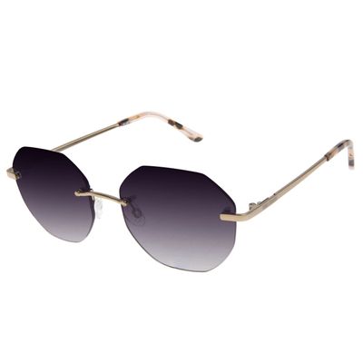 Óculos de Sol Feminino Ótica Chilli Beans Hexagonal Dourado Polarizado