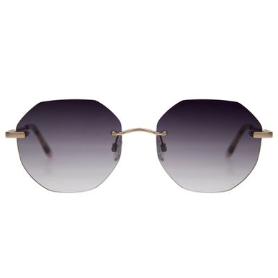 Óculos de Sol Feminino Ótica Chilli Beans Hexagonal Dourado Polarizado