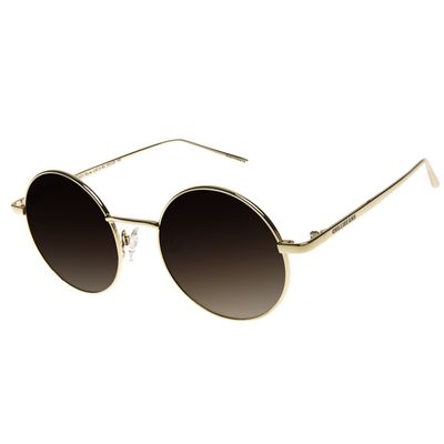 Óculos de Sol Feminino Ótica Chilli Beans Redondo Slim Dourado