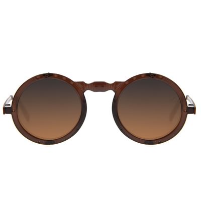 Óculos de Sol Unissex Yawanawa Alok Flap Redondo Marrom