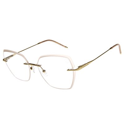 Armação Para Óculos De Grau Feminino Chilli Beans Quadrado Fashion Dourado Marrom