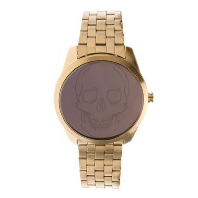 Relógio Digital Masculino Chilli Beans Caveira Metal Dourado