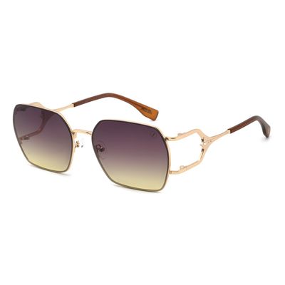 Óculos de Sol Feminino Alok Space Rave Quadrado Degradê Dourado