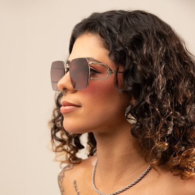 Óculos de Sol Feminino Alok Space Rave Quadrado Degradê Preto