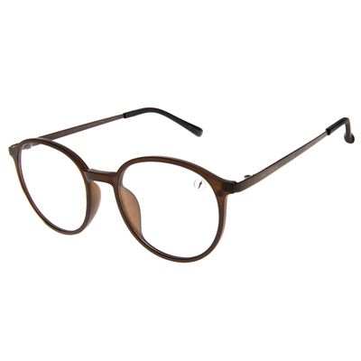 Armação Para Óculos de Grau Masculino Chilli Beans Multi Redondo Polarizado Marrom