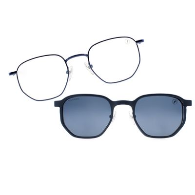 Armação Para Óculos de Grau Masculino Premium Multi Quadrado Azul Polarizado