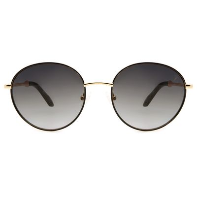 Óculos de Sol Feminino Risqué Coruja Redondo Degradê Dourado