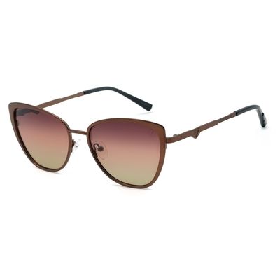 Óculos de Sol Feminino Risqué Cat Polarizado Degradê Marrom
