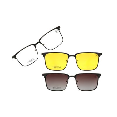 Armação Para Óculos de Grau Masculino Premium Multi Polarizado Quadrado Ônix