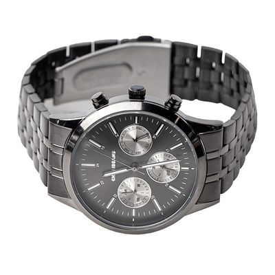 Kit Relógio Analógico Com Pulseira Masculino Chilli Beans Multifunção Metal Preto