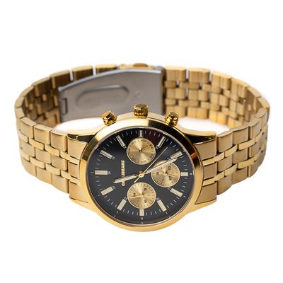 Kit Relógio Analógico Com Pulseira Masculino Chilli Beans Multifunção Metal Dourado