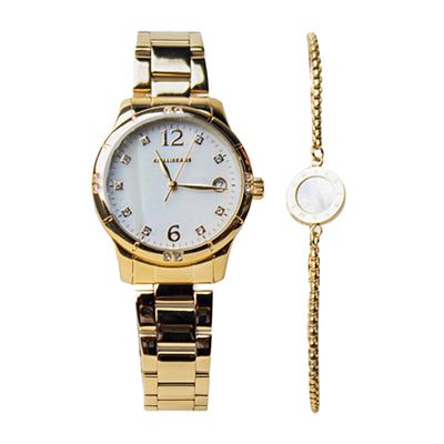 Kit Relógio Analógico Com Pulseira Feminino Chilli Beans Metal Dourado