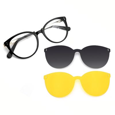Armação Para Óculos de Grau Feminino Chilli Beans Night Vision Multi Polarizado Redondo Degradê Preto