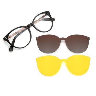 Armação Para Óculos de Grau Feminino Chilli Beans Night Vision Multi Polarizado Redondo Degradê Marrom