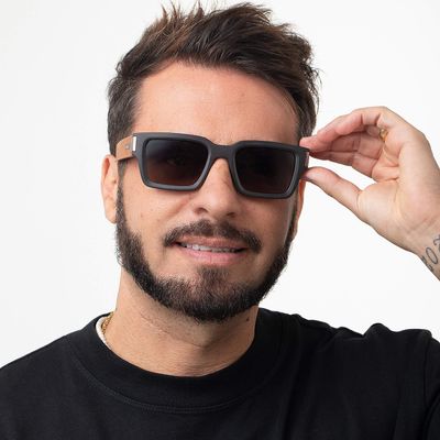 Óculos de Sol Masculino NBA Lakers Quadrado Polarizado Preto