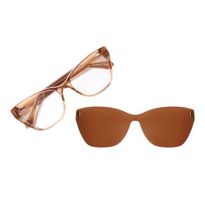 Armação Para Óculos de Grau Feminino Premium Multi  Cat Bege Polarizado