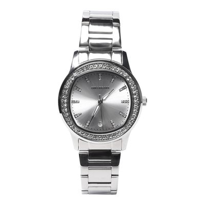 Relógio Analógico Feminino Chille Beans Pedrarias Prata