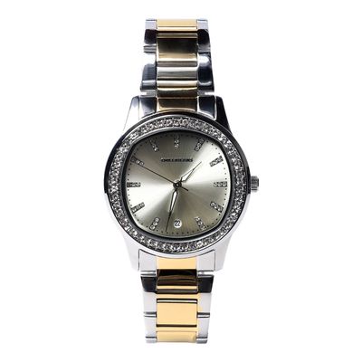 Relógio Analógico Feminino Chille Beans Pedrarias Prata Dourado