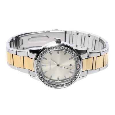 Relógio Analógico Feminino Chille Beans Pedrarias Prata Dourado