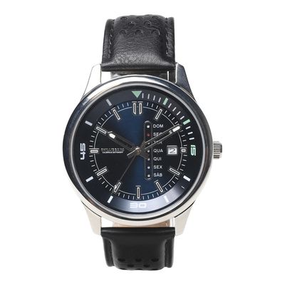 Relógio Analógico Masculino Chilli Beans Couro Multifunção Prata