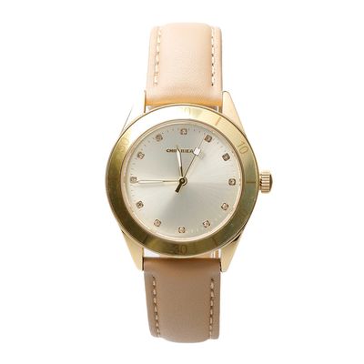 Relógio Analógico Masculino Chilli Beans Couro Bege