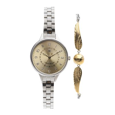 Relógio Analógico Com Pulseira Feminino Harry Potter Prata