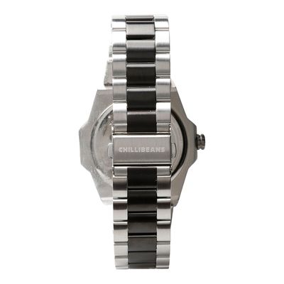 Kit Relógio Analógico Com Pulseira Masculino Chilli Beans Metal Prata Ônix