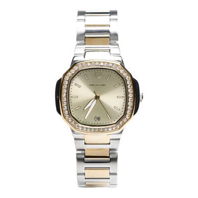 Relógio Analógico Feminino Chilli Beans Cristais Dourado Prata