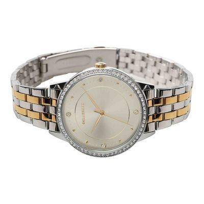 Relógio Analógico Feminino Chilli Beans Cristais Prata Dourado