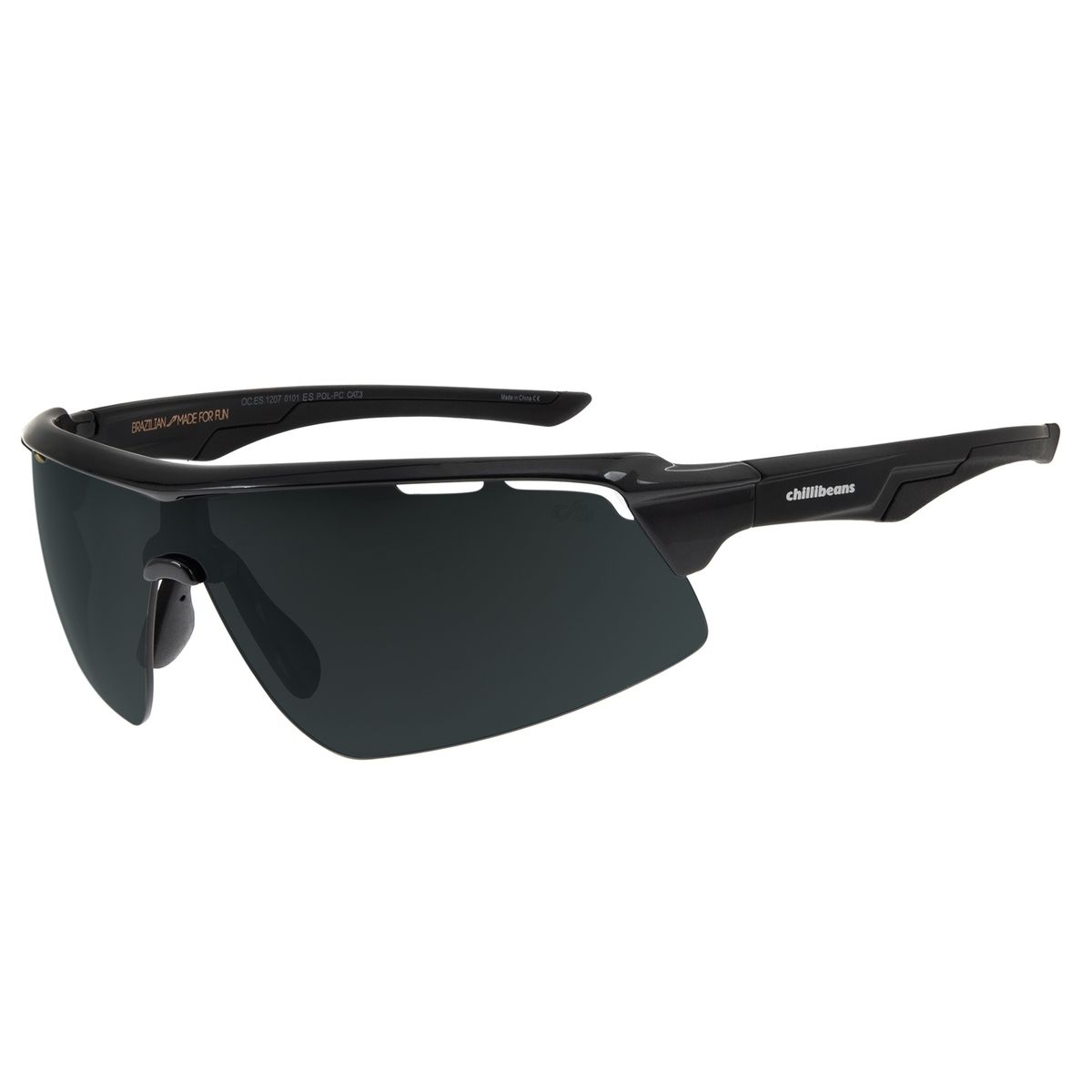 Óculos de Sol Masculino Chilli Beans Esportivo Preto Polarizado OC.ES