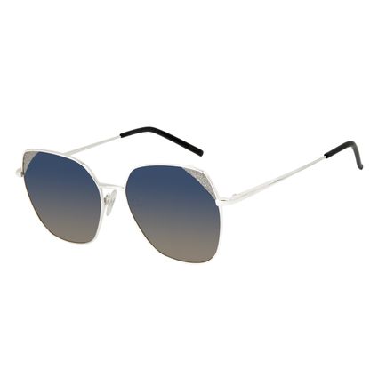 Óculos de Sol Feminino Chilli Beans Quadrado Brilho Prata OC.MT.3130-8307