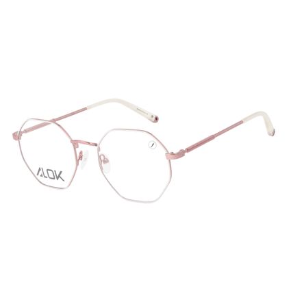 Armação Para Óculos de Grau Unissex Alok Tech In Style Octogonal Rosé LV.MT.0496-9595