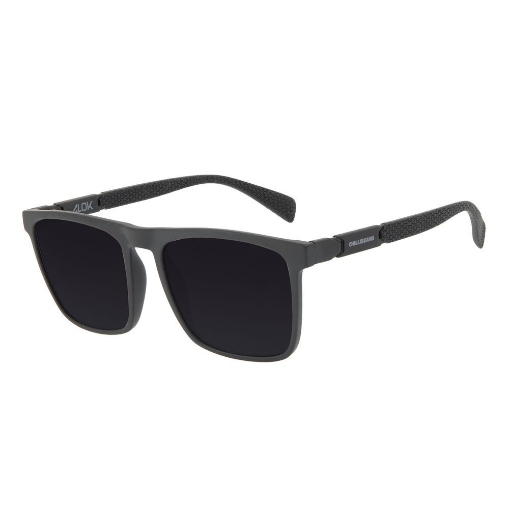 Óculos de Sol Masculino Alok Tech in Style Quadrado Polígonos Preto OC.CL.3325-0101