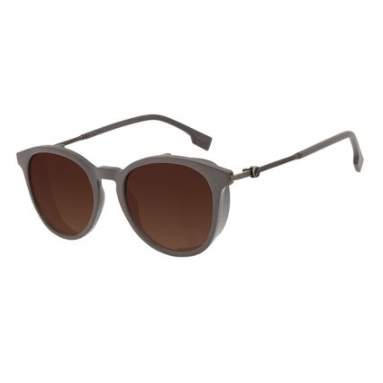 Óculos de Sol Masculino Alok Tech in Style Redondo Flap Degradê Marrom OC.CL.3304-5702