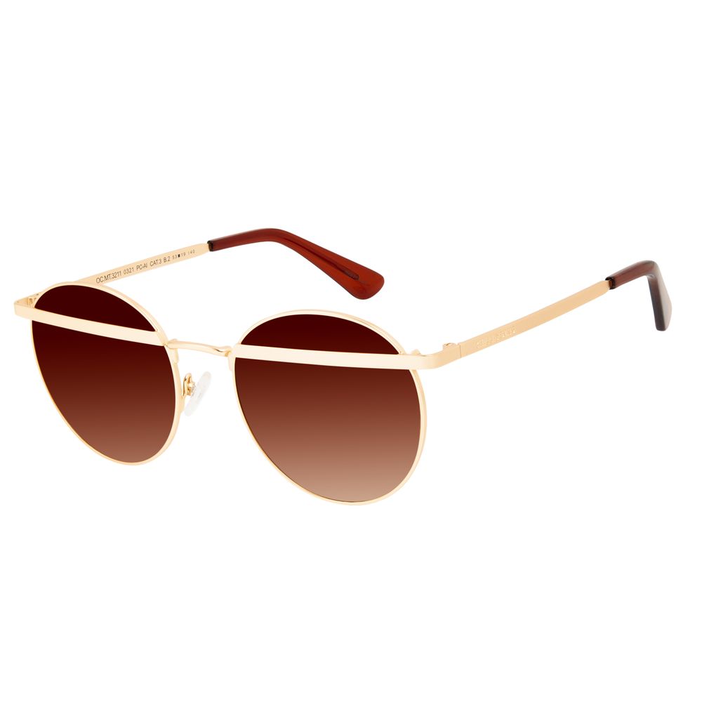 Óculos de Sol Feminino Chilli Beans Fashion Redondo Dourado OC.MT.3211-0321