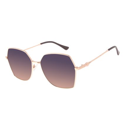 Óculos de Sol Feminino Chilli Beans Quadrado Rosé Banhado a Ouro OC.MT.3209-8395