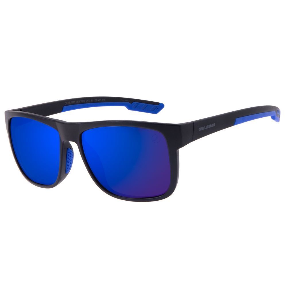 Óculos de Sol Masculino Chilli Beans New Sport Fosco Azul Espelhado OC.ES.1281-1508