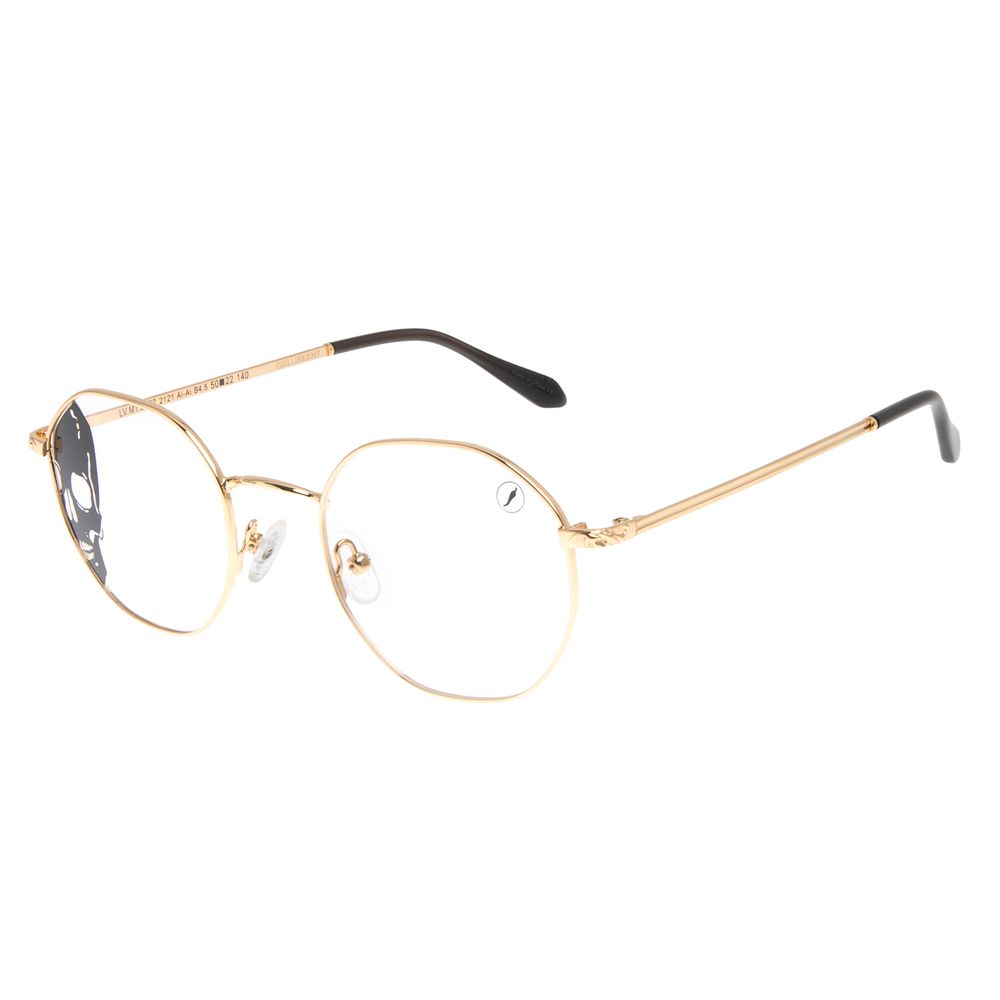 Armação Para Óculos de Grau Masculino Herchcovitch Banhado A Ouro Dourado LV.MT.0602-2121