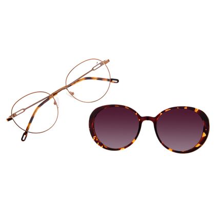 Armação Para Óculos de Grau Feminino Ótica Chilli Beans Redondo Polarizado Dourado LV.MU.0834-5721.10