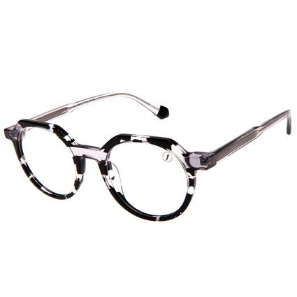 Armacao-Para-Oculos-de-Grau-Unissex-Premium-Redondo-Facetado-Cinza-LV.AC.0903-0104