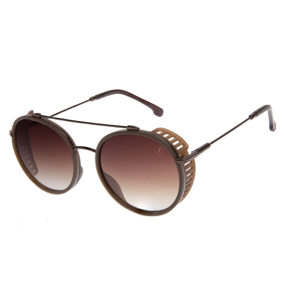Óculos de Sol Unissex Chilli Beans Redondo Flap Marrom Escuro OC.CL