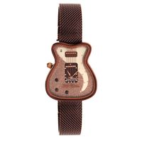 Relógio Analógico Feminino Time To Rock 2 Guitarra Glitter Marrom RE.MT.1554-9502