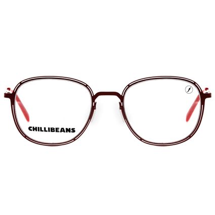 armação para óculos de grau unissex chilli beans redondo vermelho lv.mt.0661.1616